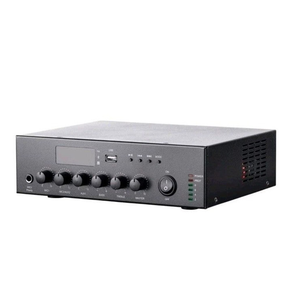 Monoprice Commercial Audio 3CH 60W 100/70V Mixer Amp Black w Built-in Bluetooth